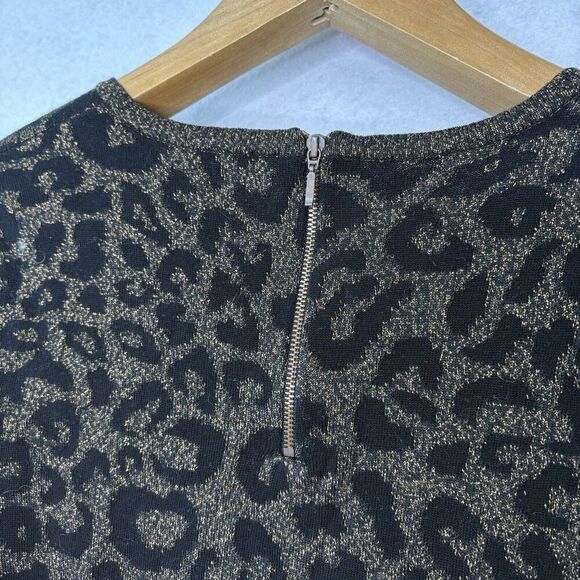 Chico's Animal Print Sweater Metallic Long Sleeve Wool Blend Womens Size 3 (XL) - Picture 4 of 6